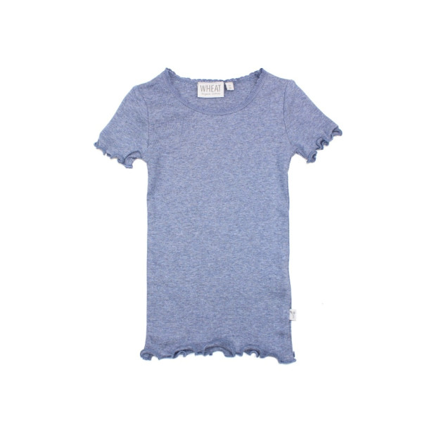 Rib T-Shirt Lace SS Wheat Flintstone Melange - 3 Y