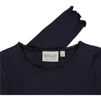 Rib T-Shirt Lace LS Wheat Midnight Blue - 7 Y