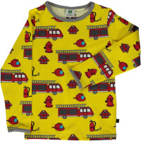 T-Shirt with Fire Truck Smafolk Yellow - 1-2 Y