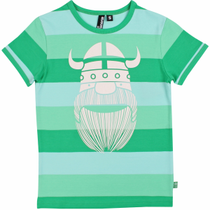 Danefae T-Shirt gestreift Wikingerdruck grün Kind