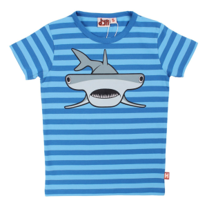DYR Growl T Fresh Blue/Blue Hammerhaj T-Shirt für Kinder gestreift Hai-Print kurzarm