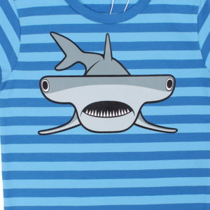 DYR Growl T Fresh Blue/Blue Hammerhaj T-Shirt für Kinder gestreift Hai-Print kurzarm