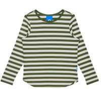 Finkid Merisilli L-Shirt Bronze Green/Offwhite Langarmshirt Longsleeve aus gestreiftem Bambusjersey