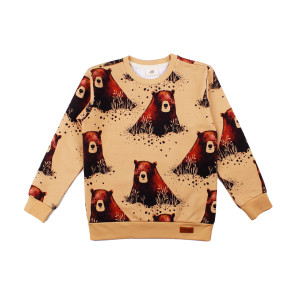 Walkiddy Sweatshirt Grizzly Bears Brown Bärenprint unisex Kinderpullover - 110