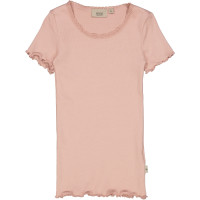 Rib T-Shirt Lace SS Wheat Misty Rose - 7 Y