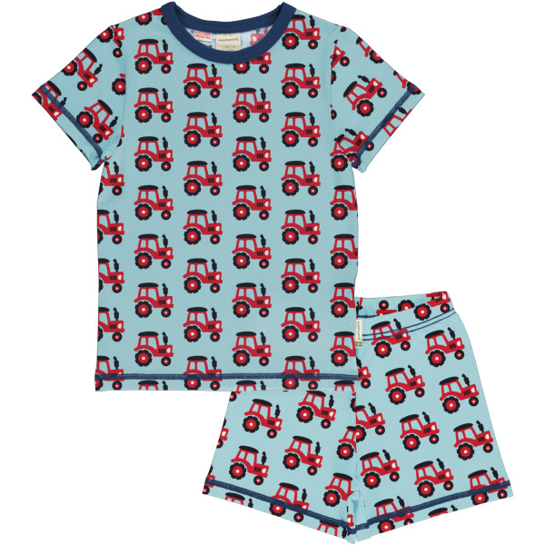 Maxomorra Pyjama Set SS Tractor Schlafanzug-Set mit Traktorprint zweiteilig kurze Ärmel für Jungs