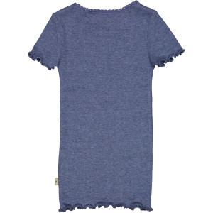 Rib T-Shirt Lace SS Wheat Blue Melange