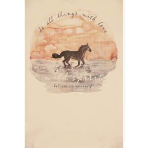 T-Shirt Sunset Horse Wheat Alabaster