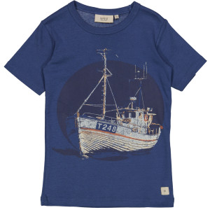 T-Shirt Fishing Boat Wheat Cool Blue