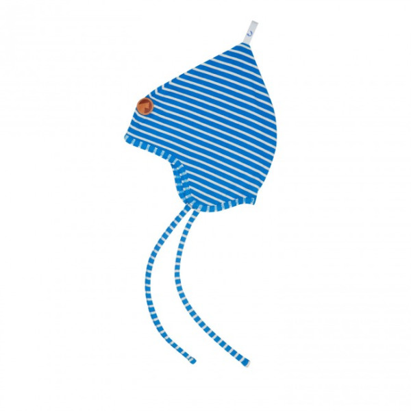 Finkid Popili Zipfelmütze Blue/Offwhite Bindemütze liegt an den Ohren Kleinkindmütze