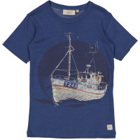 T-Shirt Fishing Boat Wheat Cool Blue - 110