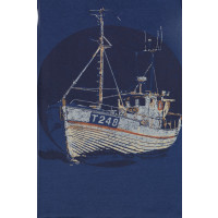 T-Shirt Fishing Boat Wheat Cool Blue - 122