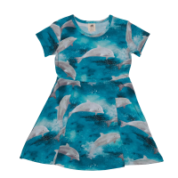 Walkiddy Dress Happy Dolphins Delphine Print Allover kurzarm Kleid Mädchenkleid Sommerkleid