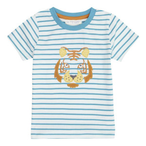 Ibon Shirt S/S Sense Organics Turquoise Stripes + Tiger - 6 Y