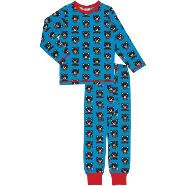 Maxmorra Pyjama Set LS Raccoon Pyjama-Set langarm für Kinder unisex mit Waschbärenprint