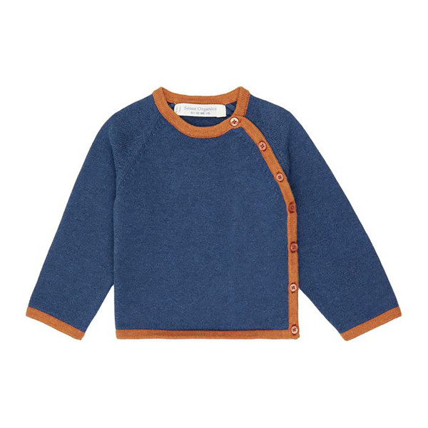 P.Picasso Knitted Baby Wrap Jacket Sense Organics Sapphire Blue+Rusty Orange