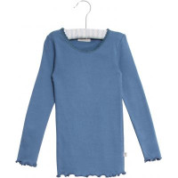 Rib T-Shirt Lace LS Wheat Blue Horizon - 6 Y