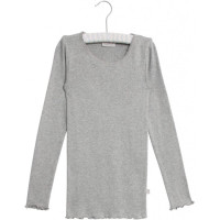 Rib T-Shirt Lace LS Wheat Melange Grey 8 Y 